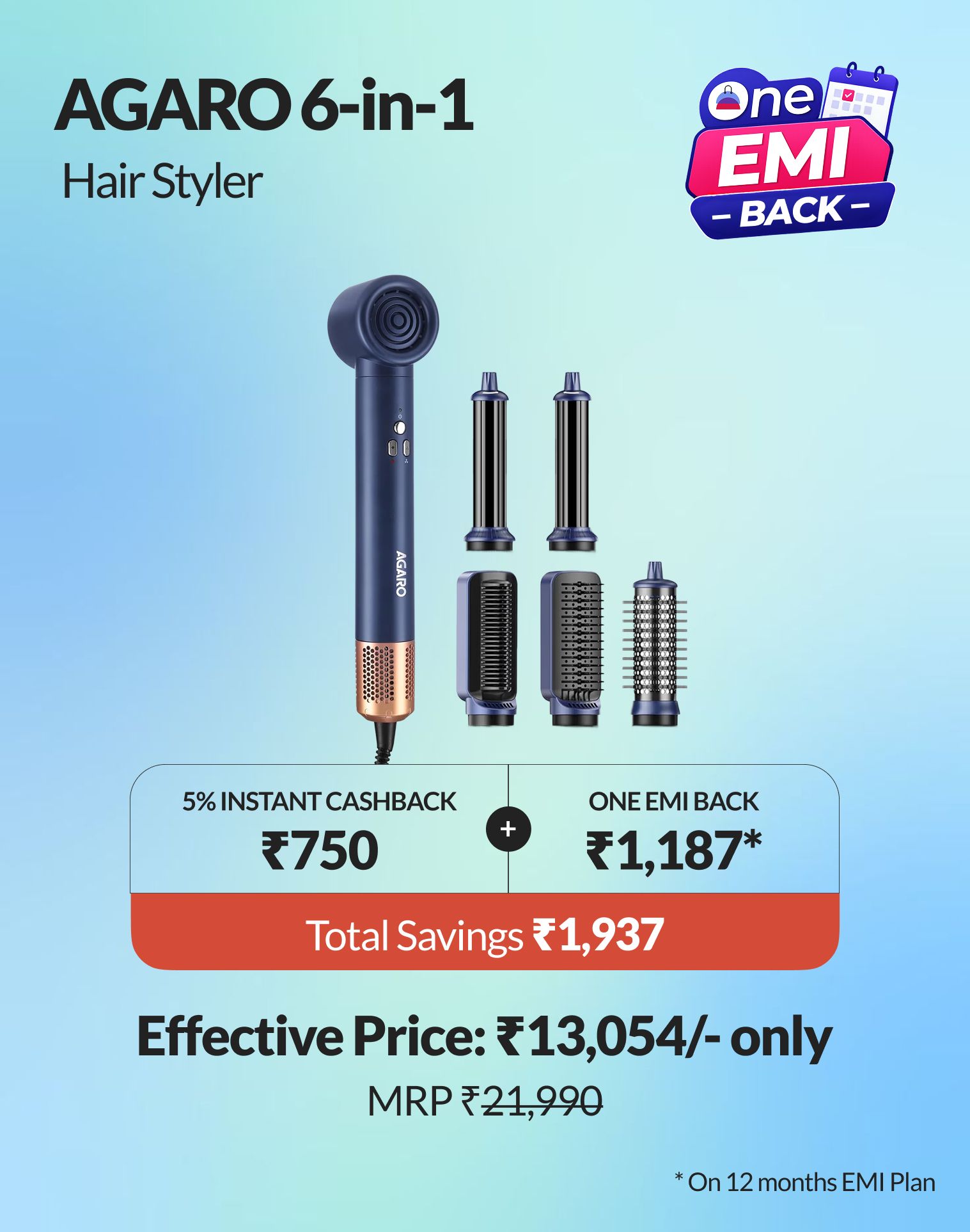Buy now and enjoy ₹1,937 with One EMI Back with One EMI Back