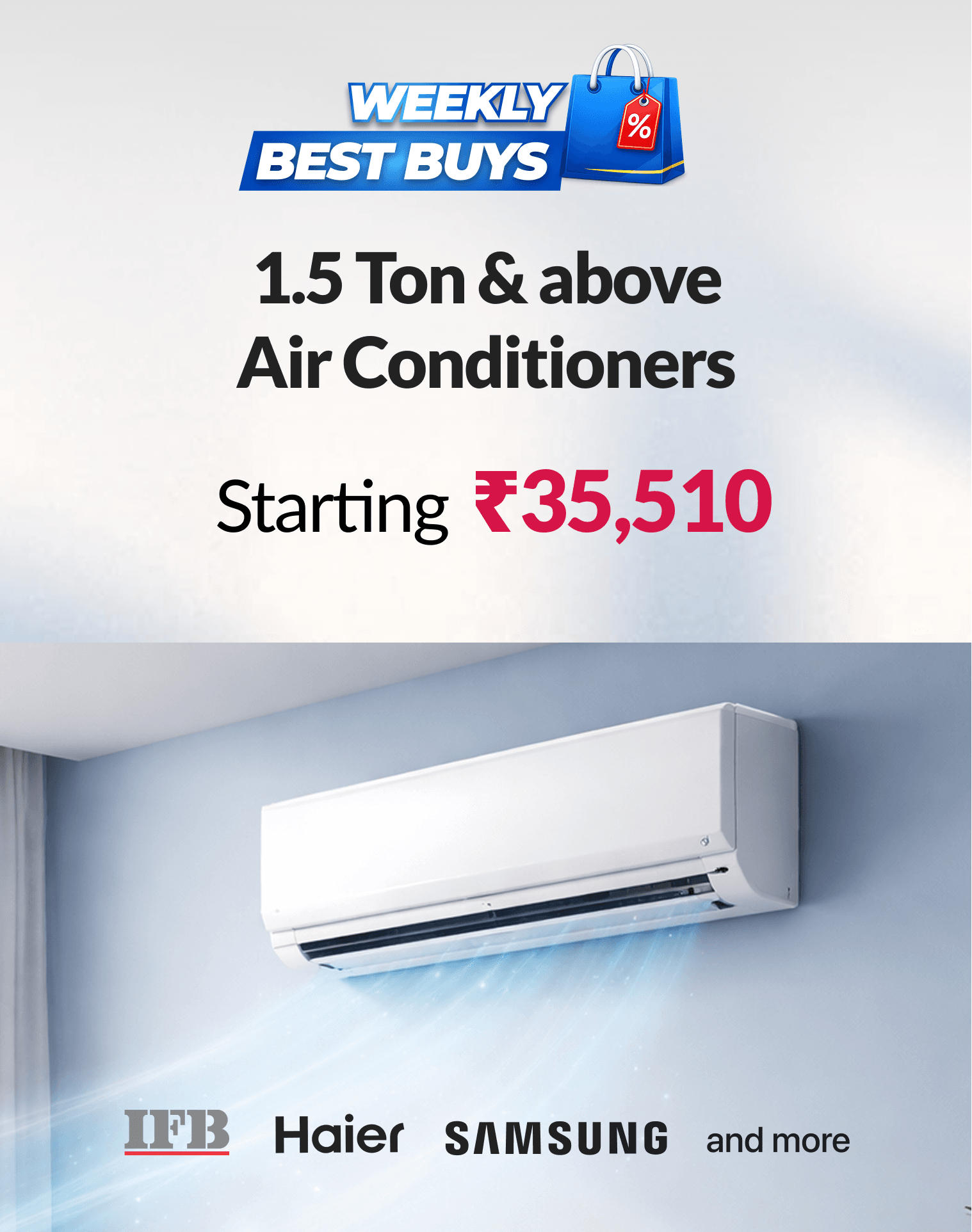 Beat the heat, buy Air Conditioners with 5% Instant Cashback & Pay with HDFC Bank EasyEMI  