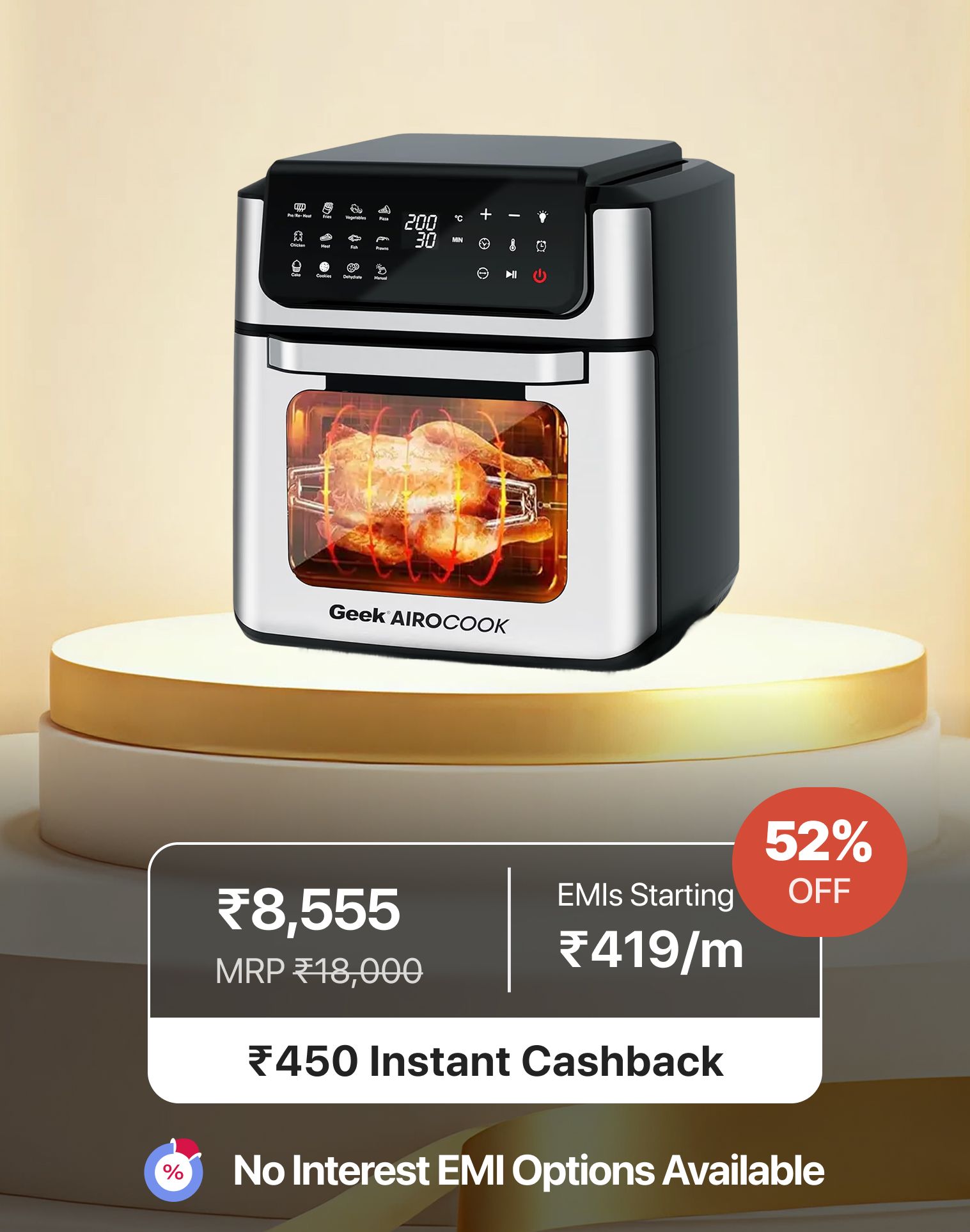 Geek AiroCook Helix 12 Litres Air Fryer