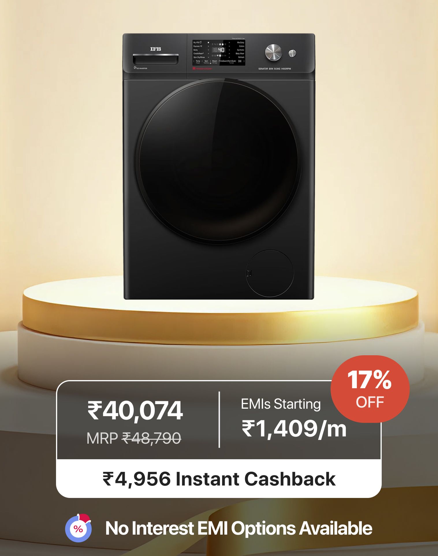 IFB 8 Kg 5 Star Front Load Washing Machine (SENATOR BXN 8014K)