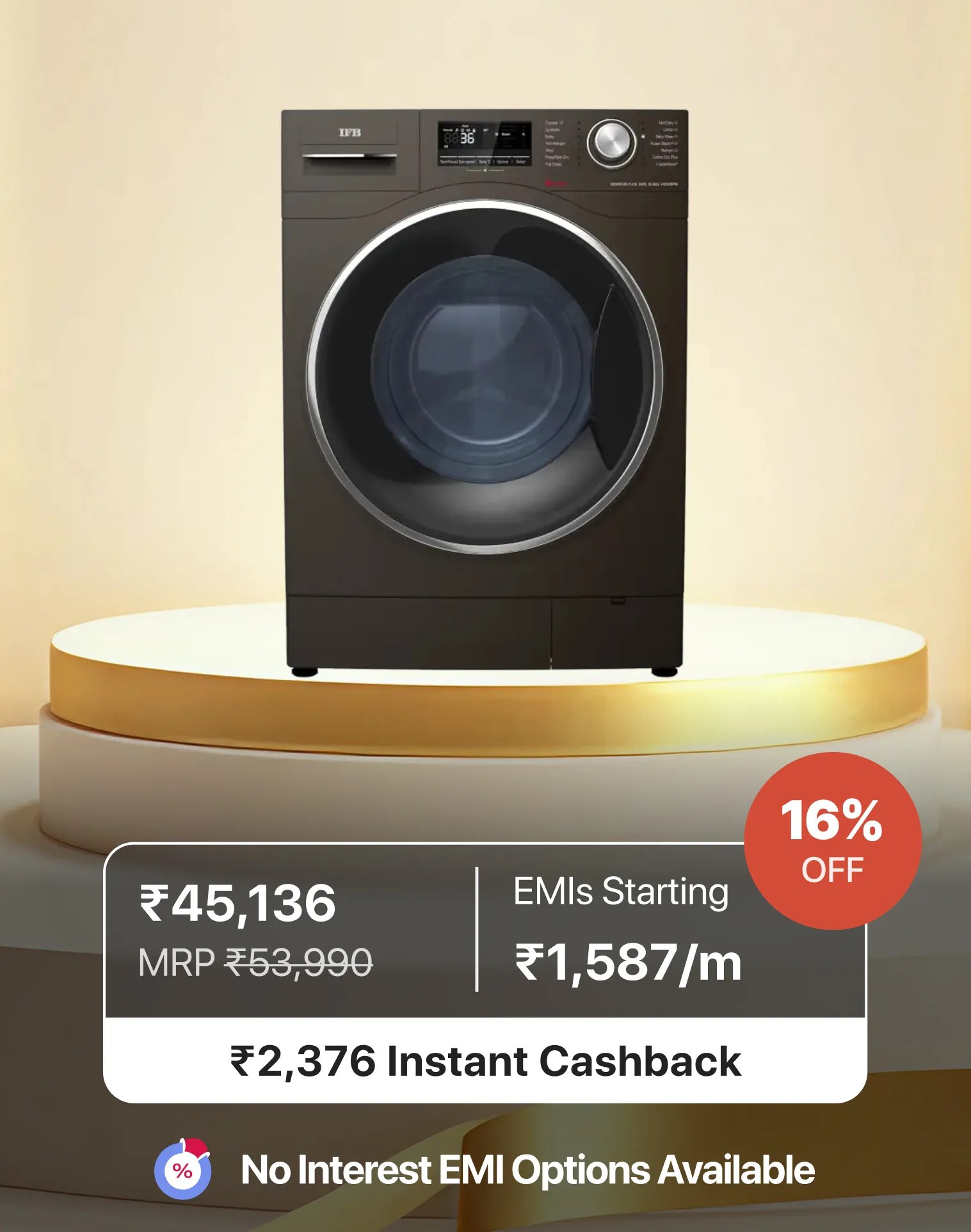 IFB Fully Automatic Front Load Washing Machine 8KG AI-Powered Wash Power Steam 5 Star (MXS 8014)