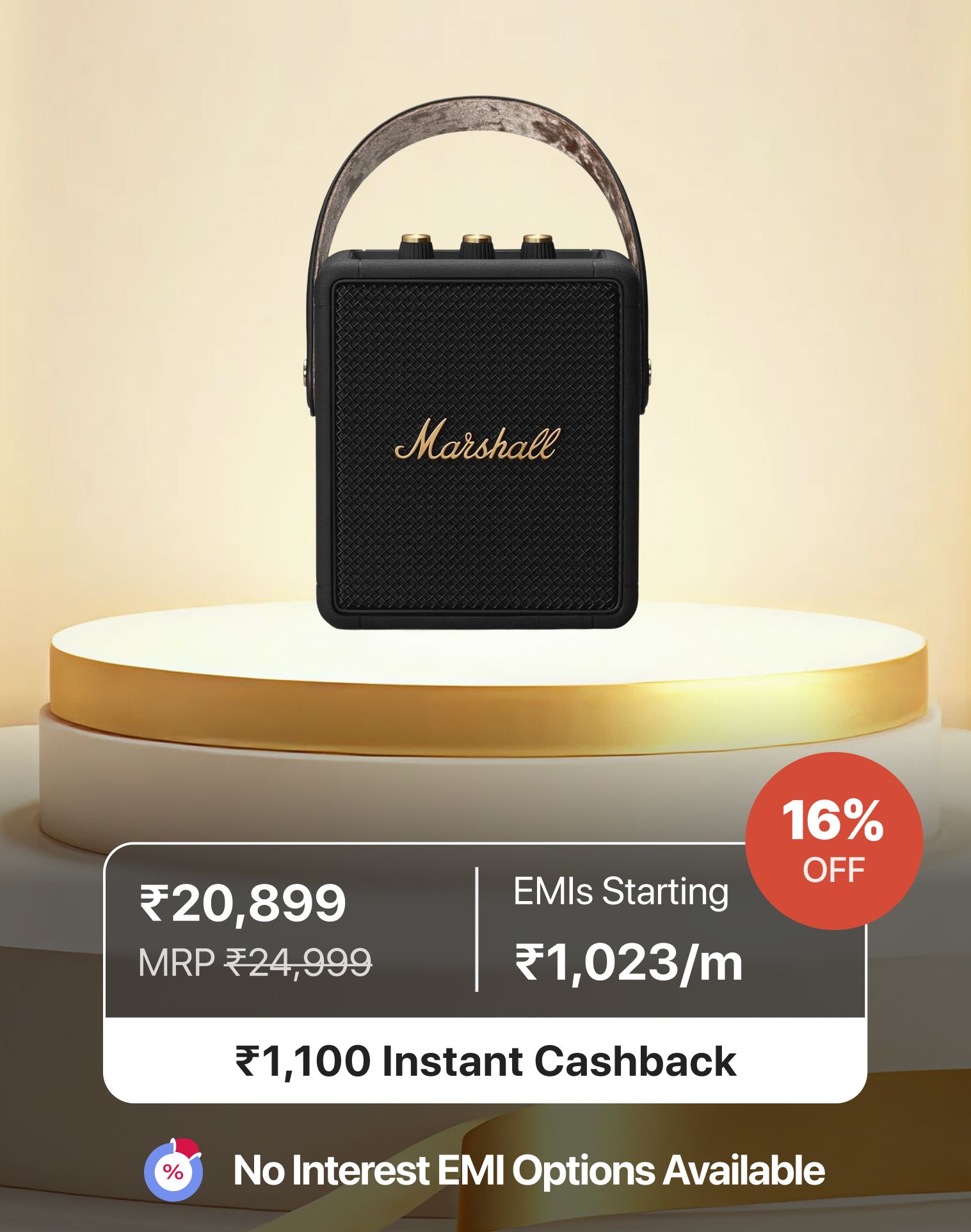 Marshall Stockwell II Bluetooth Speaker II 20+ Hours Playtime