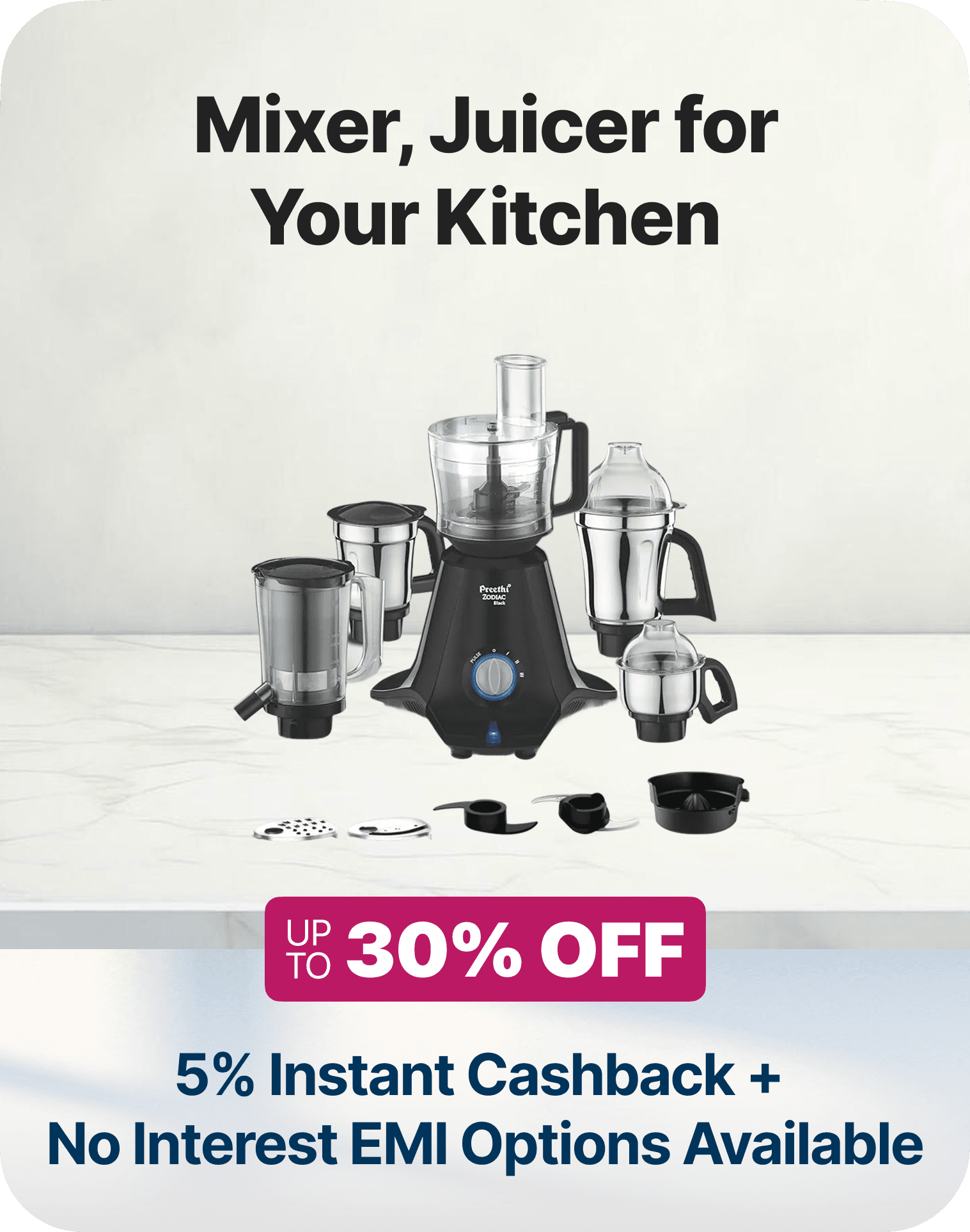Get 5% Instant Cashback and No Interest EMI options available