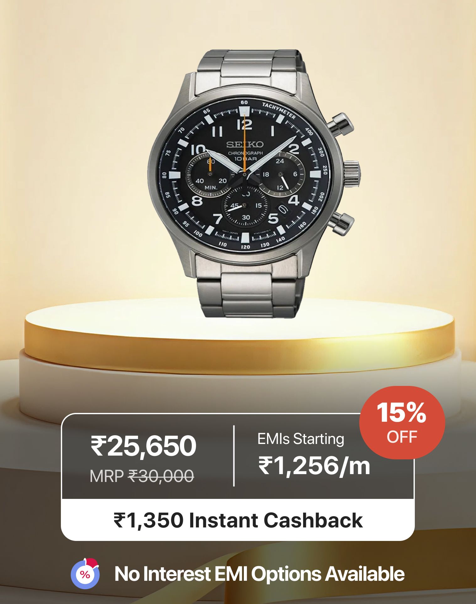 Seiko Sport Chronograph Watch for Men (SSB447P1)
