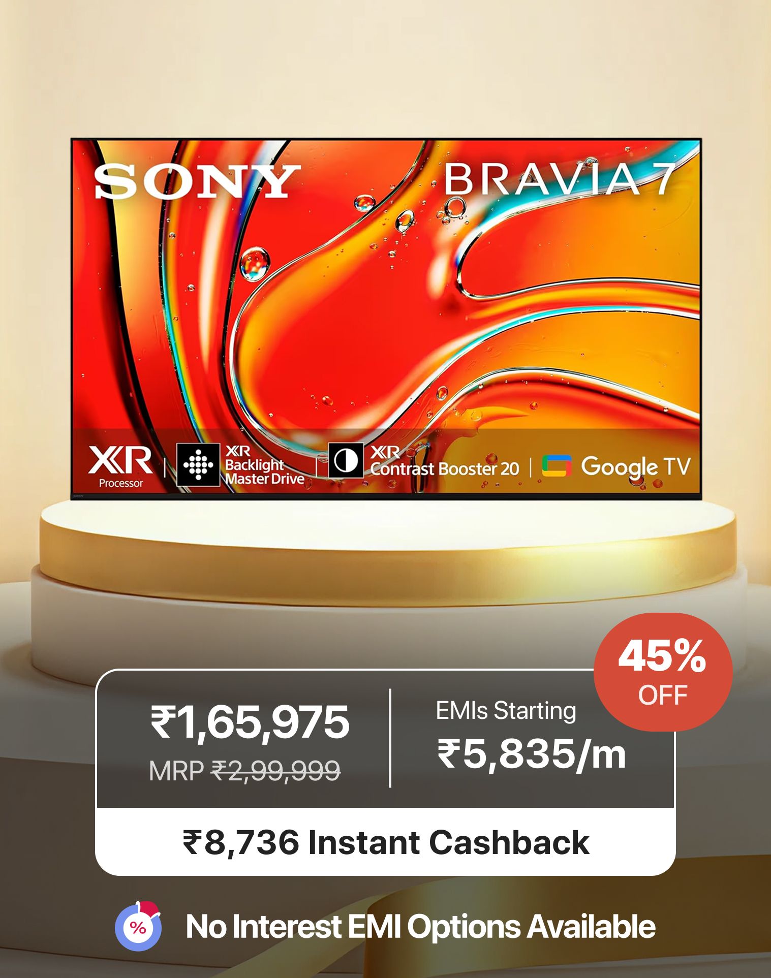 Sony BRAVIA 7 65-Inch 4K Ultra HD AI Smart Google TV K-65XR70 Black