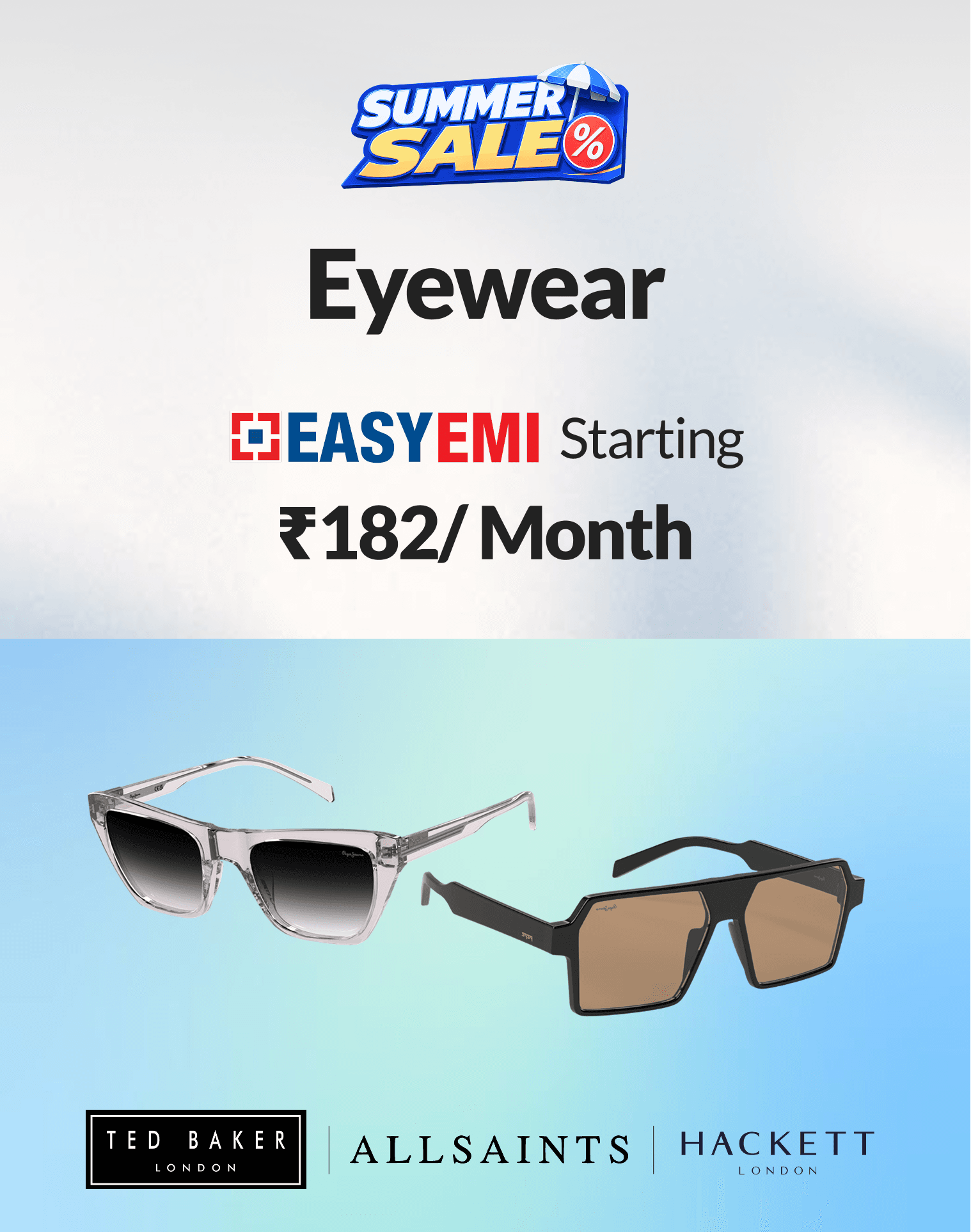 Beat the summer heat with sunglasses starting just ₹3,938. Shop now and earn 5% instant cashback.