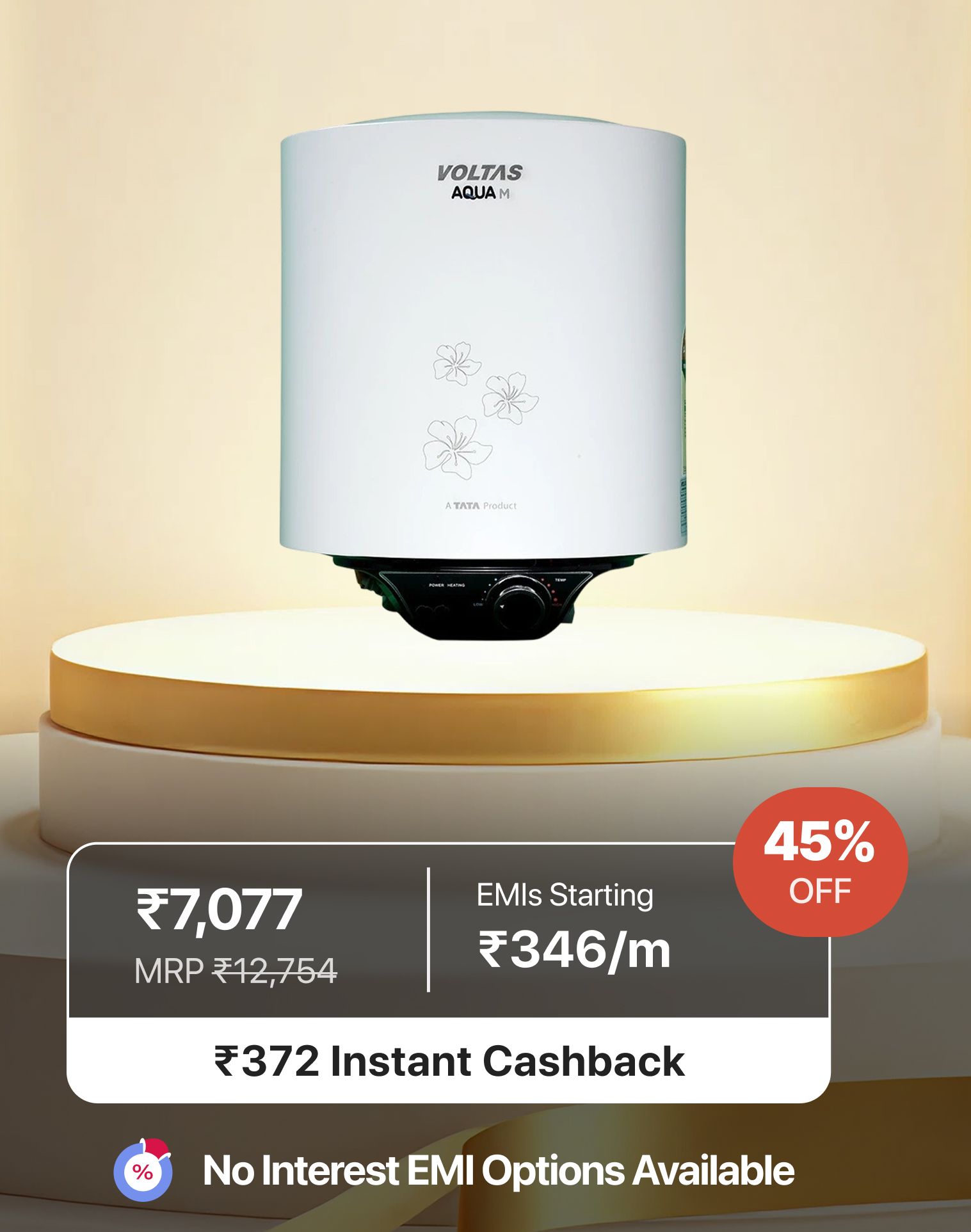Voltas 15 L  Water Geyser (AQUA PRIM 15L, White)