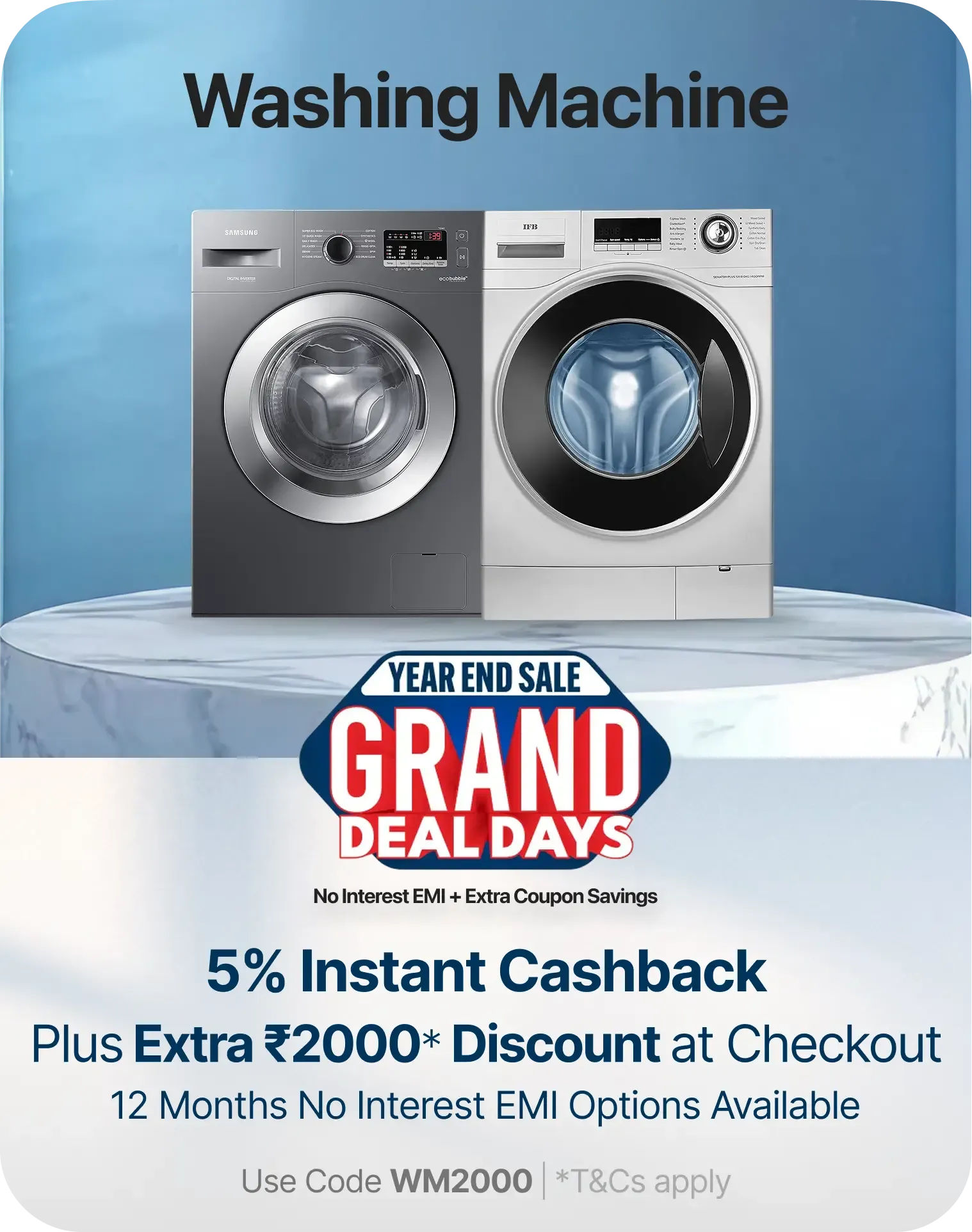 Get 5% Instant Cashback with an added ₹2,000 Coupon Savings 
