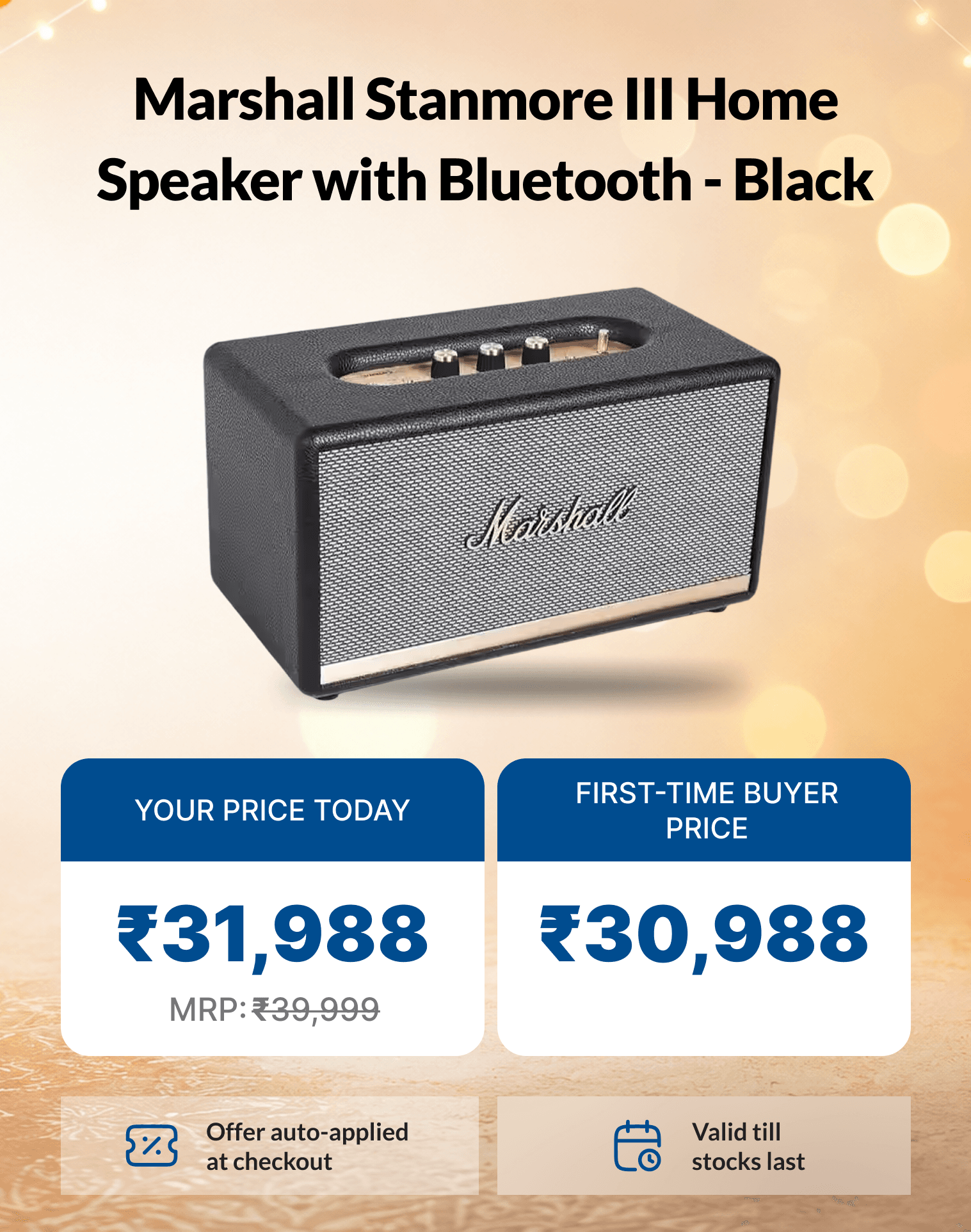 Bring home iconic Marshall sound with HDFC Bank EasyEMI and 5% Instant Cashback.