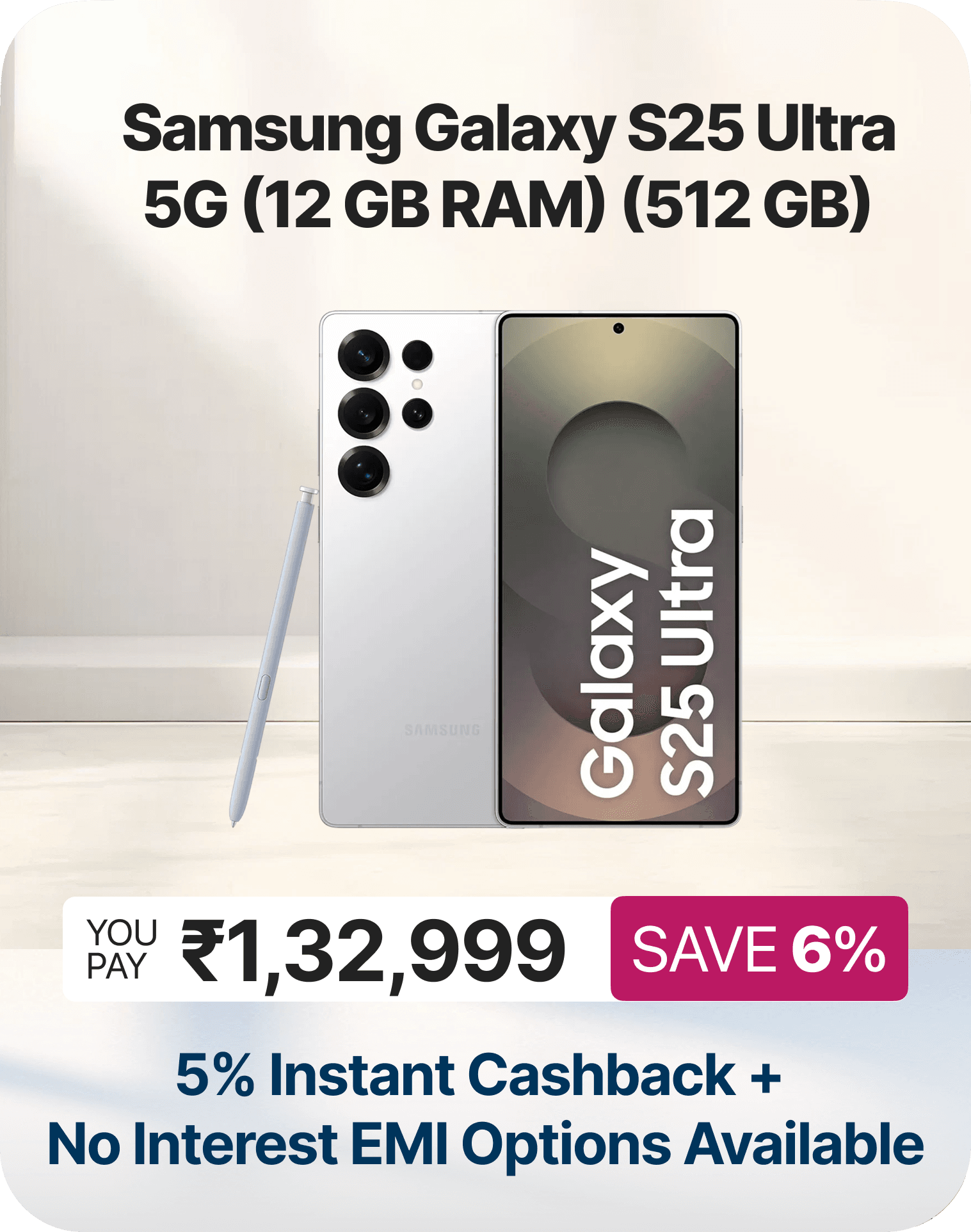 Samsung Galaxy S25 Ultra 5G AI Smartphone (12 GB RAM) (512 GB, Titanium SilverBlue)