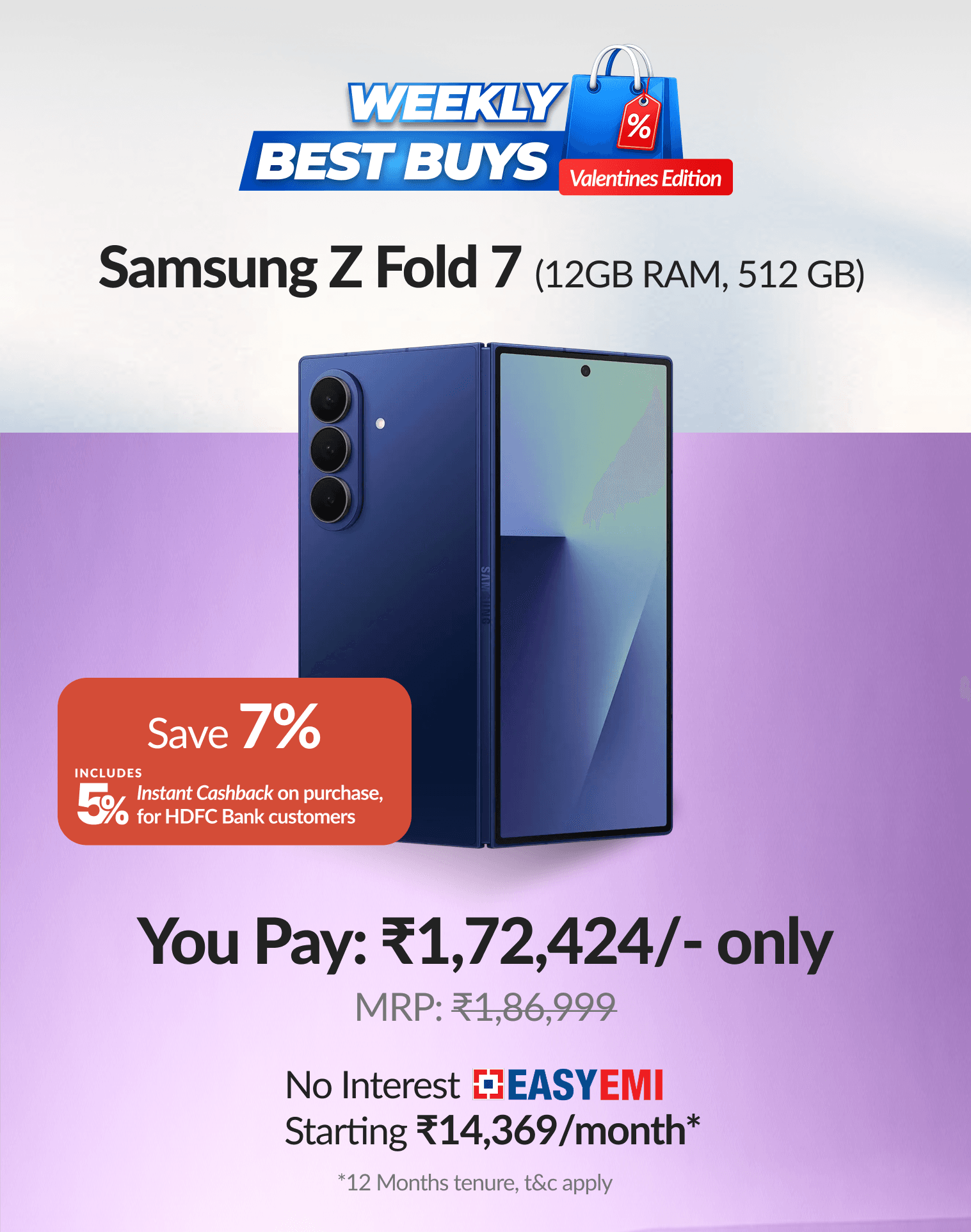 Samsung Galaxy Z Fold7 5G (12GB RAM, 512GB Storage)